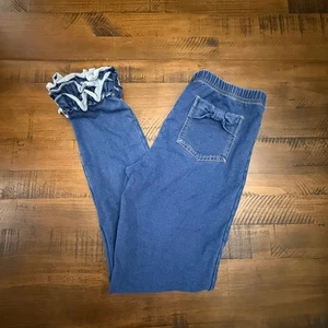 Matilda Jane Denim Knit Ruffle Leggings Bow Pockets Girls Size 14 - Picture 1 of 4
