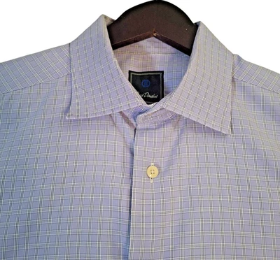 Camisa de vestir David Donahue para hombre 17 36/37 púrpura a cuadros con botones Foto 1 de 4