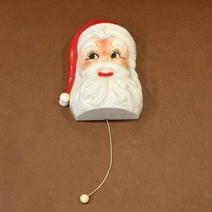 Vintage musikalischer 7" Weihnachtsmann Gesicht/Kopf Wandhänger - Zugschnur Jingle Bells - Bild 1 von 3