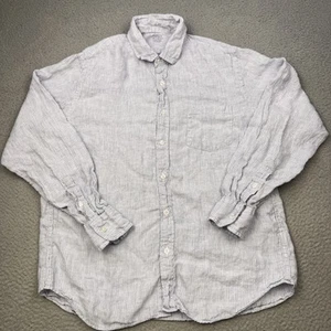 J Crew Hemd Herren Large blau weiß gestreift Leinen Baird McNutt Knopfleiste Freizeit - Bild 1 von 11