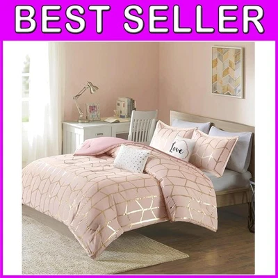 Geometric Design Embroidered Bedding Set, Full/Queen - Image 1 of 4