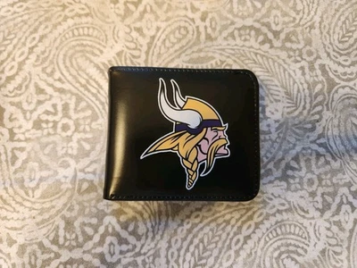 Minnesota Vikings NFL Football Black Wallet BI-Fold PU Leather Billfold