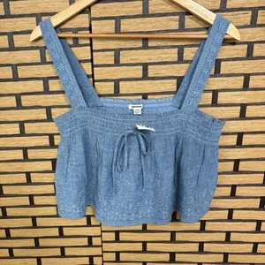 American Eagle Chambray Blue Crop Top Size Medium - Picture 1 of 7