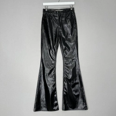 Hudson Jeans Womens 25 Black Holly Patent Leather High Rise Flare Shiny Disco - Image 1 of 4