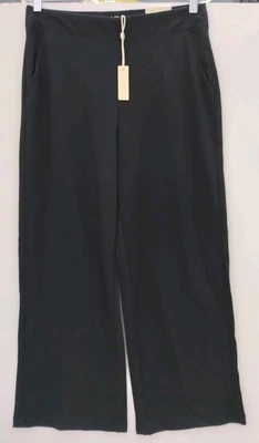 Vintage MAX STUDIO London Black Wide Leg Women's Trouser Pants Large NEW - Image 1 of 4