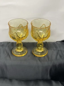 "Par de copas de agua de seda de maíz de cabaret franciscano Tiffin 6,25"" vintage mediados de siglo" - Imagen 1 de 3