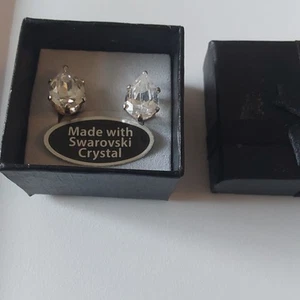 Swarovski Kristall Träne gold silberfarben 0,5" Ohrstecker - Bild 1 von 5