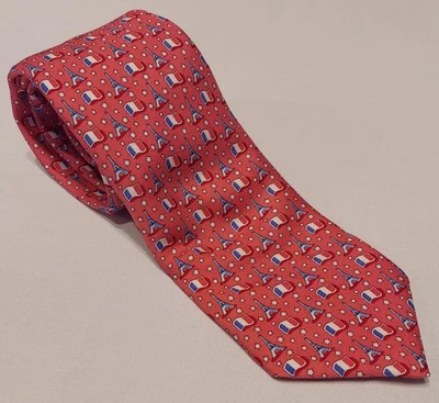 Corbata Vineyard Vines Martha's Vineyard Torre Eiffel Banderas Francesas Rosa Foto 1 de 4