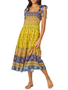 Vestido encubierto Shoshanna para mujer estampado de bordes corbata XS - Imagen 1 de 1