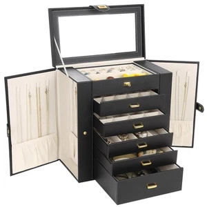 Extra Large Jewelry Box Jewelry Case PU Leather 6 Tier 5 Drawers Large Storag... - Picture 1 of 5