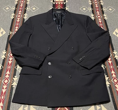 Givenchy Gentleman Navy Wool Blazer Mens 40US Double Breasted Vtg T34 - Image 1 of 4
