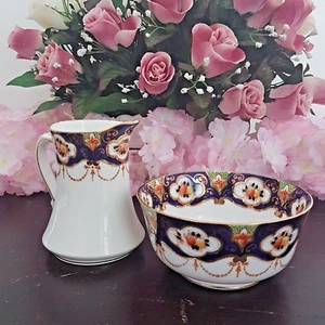Royal Albert Heirloom Cream Sugar Set with Crown China Stamp Imari Colors - Picture 1 of 8