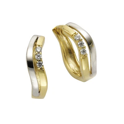 Celesta Gold Ohrring 375/- Gold Zirkonia weiß 1,5cm Damen Glänzend NEU - Bild 1 von 3