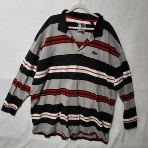 Enyce gestreiftes Poloshirt Langarm grau rot schwarz 5X Big and Tall - Bild 1 von 10