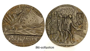 Médaille Satirique Allemande- Naufrage de paquebot LUSITANIA, 5 Mai 1915. 1°GM - Imagen 1 de 1