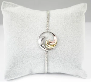 925 Sterling Silver Adjustable Tri-Color Bracelet - Hawaiian Round Wav - Picture 1 of 3