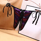 Women Panties Crotchles T-back Lingerie Underwear G-string Thong Open Crotch Bow