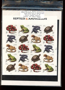 2003 Mystic Stamp Reptiles and Amphibians 37 cent sheet of 20 - Picture 1 of 2