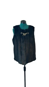 Women’s Michael Kors black faux fur vest with gold link details size large - Picture 1 of 8