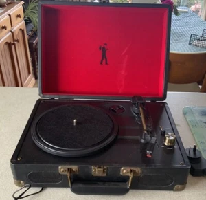Flea Market Retro Suitcase Turntable with Handle FMRTCBK Black - Picture 1 of 8