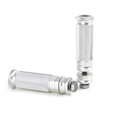 Repose pieds Foot Pegs moto universels en argent CNC pr honda kawasaki Yamaha - Image 1 of 4