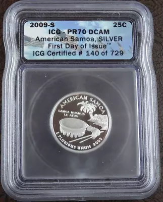 2009-S American Samoa Silver Quarter Proof ICG PR 70 US Mint 25C Territories - Image 1 of 2