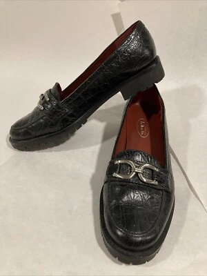 Mocasines planos Talbots para mujer de cuero de cocodrilo marrón chocolate talla 7,5 BW excelente estado Foto 1 de 4