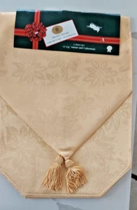 Golden Yellow Damask Table Runner and Placemats 5 piece Set Sultan's Linens - Picture 1 of 6