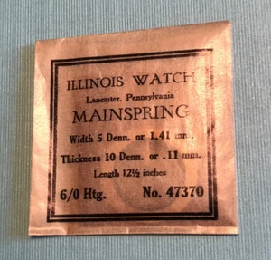 NOS Illinois 6/0 Watch Mainspring. No. 47370 1.41mm x .11mm. 12.5” length - Picture 1 of 2