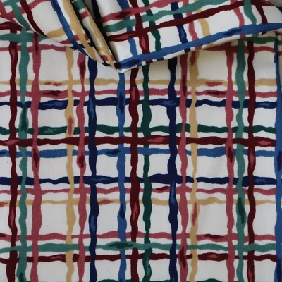 Vtg Western Textile Home Fabric Whimsical Red, Green, Blue, Yellow Plaid 3 yds - Image 1 of 4