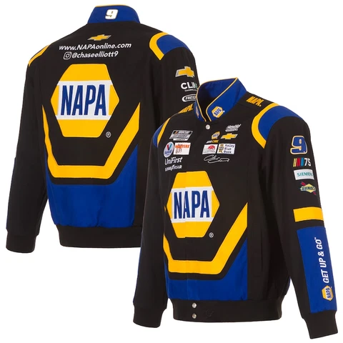 Chase Elliott 2023 JH Design #9 NAPA Black/Royal Uniform Twill Jacket Cover