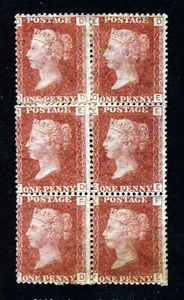 GB QV 1874 1d Red Plate 174 A BLOCK OF SIX DD-FE SG 43 MINT - Picture 1 of 2