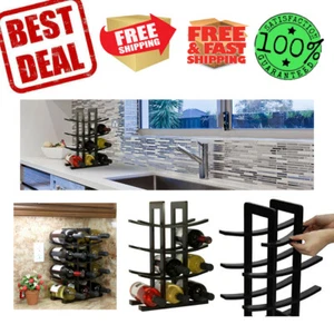 Vintage Bamboo Wine Rack Bottle Holder Floor Free Stand Countertop Storage Bar - Picture 1 of 12
