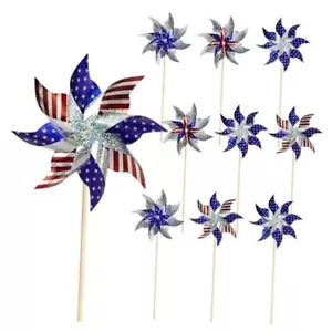 4th of July Decorations Reflective Pinwheels,10 Pack Patriotic Decor Red - Picture 1 of 7