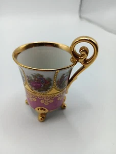 Taza de té floral JWK Baviera Alemania Occidental pareja cortejo de colección - Imagen 1 de 5