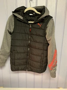 Puma, Kids Puffer/Sweats Jacket  Large 14-16 Black & Grey. Hoodie - Picture 1 of 4