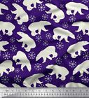 Soimoi Purple Velvet Fabric Snowflake & Polar Bear Animal Print-3Tb