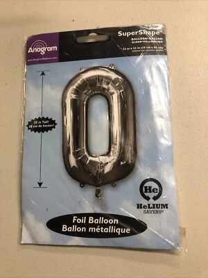 Large Silver Number 0 SuperShape Foil Balloon 24" X 36" - 27984 New Zero - Image 1 of 2