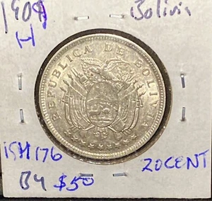 Bolivia 1909 H 20 Centavos GEM! - Picture 1 of 6