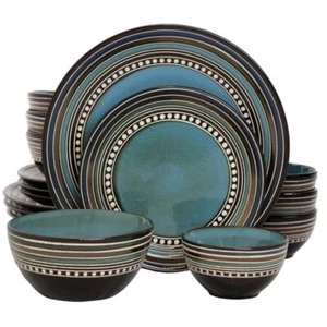 Gibson Elite Café Versailles 16 Piece Double Bowl Dinnerware Set - Blue - Picture 1 of 1