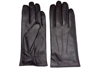 Women's SHEEPSKIN leather Braided winter gloves w/ Cashmere lining (#102) - Picture 1 of 11