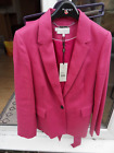 BRAND NEW HOBBS ATHENA RASPBERRY PINK FLAX/ LINEN JACKET/TROUSER SUIT SIZE 12/14