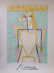 NUOVA litografia firmata e numerata Pablo Picasso "Femme Au Buste En Couer" - Foto 1 di 5