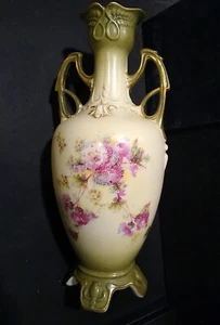 Viktorianische Chrysanthemenvase mit goldvergoldeten & stilisierten Griffen 12 3/4" - Bild 1 von 9