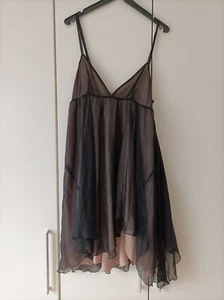 Phard Flatterkleid Lagenkleid braun/schwarz 100 % Seide Gr. L - Bild 1 von 4