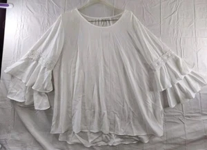 Est. 1946 Shirt Women's Size XL White Bell 3/4 Lace Sleeve Top NEW TAGS - Picture 1 of 15