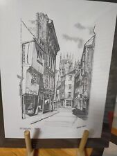 Petergate York England by Brian Lewis Lithograph 24x31cm VGC  