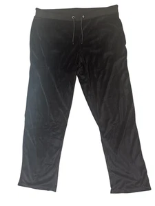 TRACKSUIT  Pants Woman 2XL Black Velour Drawstrings 4 Pockets Classic 37 X 32 - Picture 1 of 9