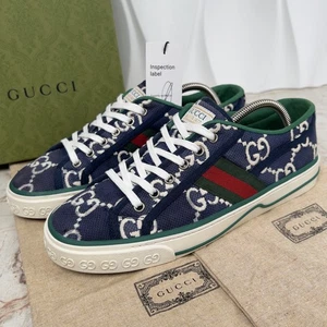 Gucci Tennis 1977 Web Monogram Sneaker Blau GG Canvas 7,5 G 8 US 41,5 EU - Bild 1 von 14