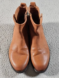 Franco Sarto Boots Womens Size 10M Tan Leather Ankle Zipper Block Heel Booties - Picture 1 of 18